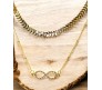 2 Layer Step Multi Layered Line Necklace Latest Western With Charms Infinity Rhinestone Leaves in Gold Plated for Women