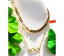 2 Layer Step Multi Layered Line Necklace Latest Western With Charms Infinity Rhinestone Leaves in Gold Plated for Women