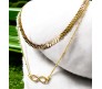 2 Layer Step Multi Layered Line Necklace Latest Western With Charms Infinity Rhinestone Leaves in Gold Plated for Women