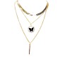 3 Layer Step Multi Layered Line Necklace Latest Western With Charms Butterfly Bar Line Leaves in Gold Plated for Women