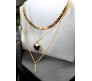 3 Layer Step Multi Layered Line Necklace Latest Western With Charms Butterfly Bar Line Leaves in Gold Plated for Women