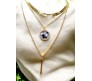 3 Layer Step Multi Layered Line Necklace Latest Western With Charms Butterfly Bar Line Leaves in Gold Plated for Women