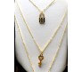3 Layer Step Multi Layered Line Necklace Latest Western With Charms Butterfly Key Lock in Gold Plated for Women