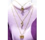 3 Layer Step Multi Layered Line Necklace Latest Western With Charms Butterfly Key Lock in Gold Plated for Women