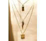 3 Layer Step Multi Layered Line Necklace Latest Western With Charms Butterfly Key Lock in Gold Plated for Women