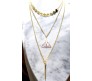 3 Layer Step Multi Layered Line Necklace Latest Western With Charms Deathly Hallows Line Bar Circle in Gold Plated for Women
