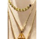 3 Layer Step Multi Layered Line Necklace Latest Western With Charms Deathly Hallows Line Bar Circle in Gold Plated for Women