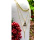3 Layer Step Multi Layered Line Necklace Latest Western With Charms Deathly Hallows Line Bar Circle in Gold Plated for Women