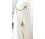 3 Layer Step Multi Layered Line Necklace Latest Western With Charms Deathly Hallows Line Bar Circle in Gold Plated for Women