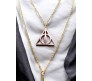 3 Layer Step Multi Layered Line Necklace Latest Western With Charms Deathly Hallows Line Bar Circle in Gold Plated for Women