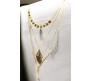 3 Layer Step Multi Layered Line Necklace Latest Western With Charms Deathly Hallows Line Bar Circle in Gold Plated for Women