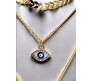 3 Layer Step Multi Layered Line Necklace Latest Western With Charms Evil Eye Bar Line Leaves in Gold Plated for Women