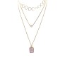 3 Layer Step Multi Layered Line Necklace Latest Western With Charms Rectangle Heart Circle in Gold Plated for Women
