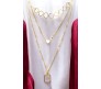 3 Layer Step Multi Layered Line Necklace Latest Western With Charms Rectangle Heart Circle in Gold Plated for Women