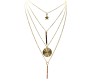 4 Layer Step Multi Layered Line Necklace Latest Western With Charms Line Bar Star Circle in Gold Plated for Women