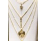 4 Layer Step Multi Layered Line Necklace Latest Western With Charms Line Bar Star Circle in Gold Plated for Women