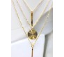 4 Layer Step Multi Layered Line Necklace Latest Western With Charms Line Bar Star Circle in Gold Plated for Women