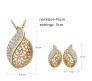 24K Gold Plated Crystal Pendant Necklace Set with Stud Earring for Women/Girls