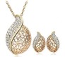 24K Gold Plated Crystal Pendant Necklace Set with Stud Earring for Women/Girls