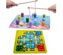 2 in 1 Sea Animal Fishing and Ludo Wooden Game Picking Toy with 10 Fishes 2 Beads and 16 Ludo Pieces Multicolor