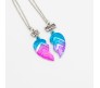 2 Pcs Best Friends (Bf) Magnetic Heart Pendant Necklace Friendship Chain Set For Girls / Sisters / Besties / BFF Gift Idea Multicolor