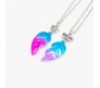 2 Pcs Best Friends (Bf) Magnetic Heart Pendant Necklace Friendship Chain Set For Girls / Sisters / Besties / BFF Gift Idea Multicolor