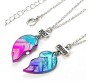 2 Pcs Best Friends (Bf) Magnetic Heart Pendant Necklace Friendship Chain Set For Girls / Sisters / Besties / BFF Gift Idea Multicolor