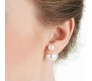 2 Side Big Small In Out Double Sided White Pearl Stud Earring Front and Back Two Way For Women
