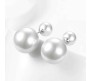 2 Side Big Small In Out Double Sided White Pearl Stud Earring Front and Back Two Way For Women