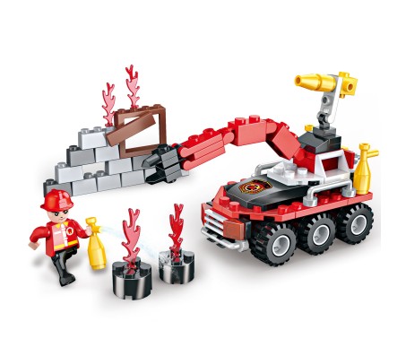111 Pcs 3 in 1 Fire Fighter Truck Engine Educational Building Blocks Lego Compatible Learning Bricks Construction Toy for Boys and Girls Multicolor 