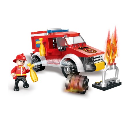 105 Pcs 3 in 1 Fire Fighter Truck Engine Educational Building Blocks Learning Bricks Construction Toy for Boys and Girls Multicolor