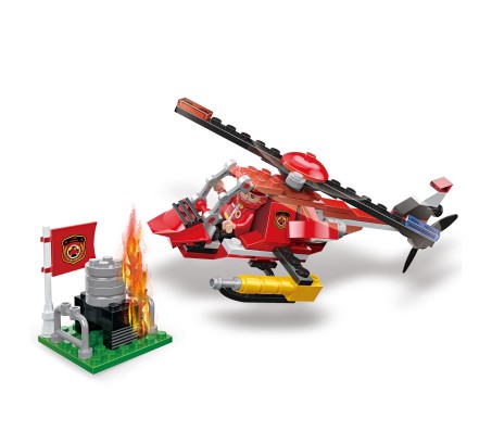 108 Pcs 3 in 1 Fire Fighter Helicopter Engine Educational Building Blocks Lego Compatible Learning Bricks Construction Toy for Boys and Girls Multicolor