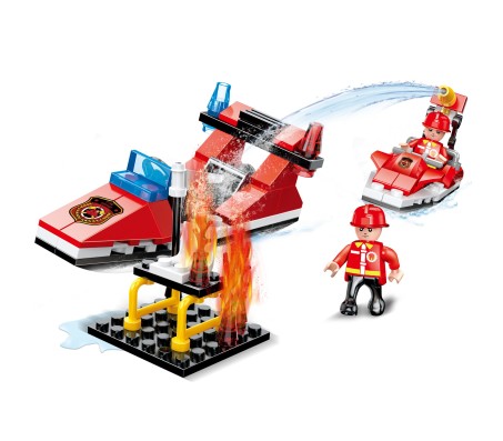 105 Pcs 3 in 1 Fire Fighter Speed Boat Engine Educational Building Blocks Lego Compatible Learning Bricks Construction Toy for Boys and Girls Multicolor