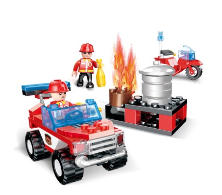 107 Pcs 3 in 1 Fire Fighter Car and Bike Engine Educational Building Blocks Lego Compatible Learning Bricks Construction Toy for Boys and Girls Multicolor