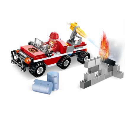119 Pcs 3 in 1 Fire Fighter Jeep Truck Engine Educational Building Blocks Lego Compatible Learning Bricks Construction Toy for Boys and Girls Multicolor