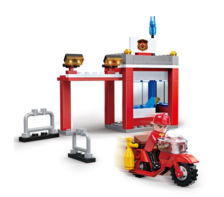 86 Pcs 3 in 1 Fire Fighter Station with Bike Engine Educational Building Blocks Lego Compatible Learning Bricks Construction Toy for Boys and Girls Multicolor