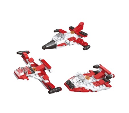 Architect 57 Pcs Series 3 in 1 Plane Boat Jet Fighter Educational Car Building Blocks Learning Bricks Toy for Boys and Girls Multicolor