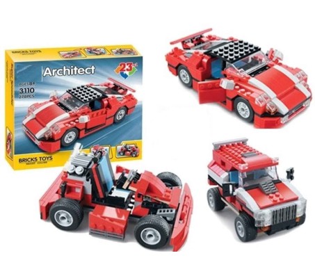 Architect 23 in 1 Racing Car SUV Sports Car Mini Truck Building Blocks Set 278+ Pcs STEM Educational Construction Learning Brick Toy for Kids