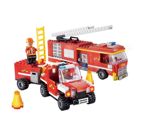 324 Pcs Fire Fighter Engine Truck Building Block Set Bricks Educational Learning Construction Toys for Boys and Girls Multicolor