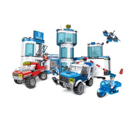 731 Pcs Police Station with Drone Police Car SUV and Bike Building Block Set Bricks Educational Learning Construction Toys for Boys and Girls Multicolor