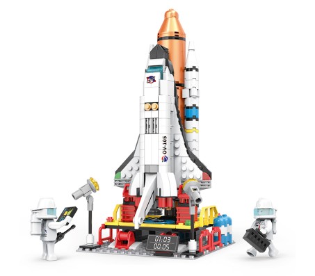 Space Shuttle Rocket Launch Building Blocks Set 404 Pcs Educational Construction Lego Compatible Learning Brick Toy for Kids Multicolor