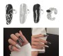 4 Piece Nail Ring Set Fashionable Metallic Silver Fingernail Jewelry Opening All Finger Sizes Adjustable Artificial Nails Decoration For Woman