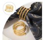 12pcs Circle Round Napkin Ring Holder Set Gold Formal Dining Table Deluxe Flowers Rhinestone Metal Rings Holders Mesh for Parties, Wedding, Feast, Banquet Decor, Festival Accessories