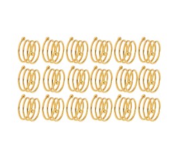 18pcs Circle Round Napkin Ring Holder Set Gold Formal Dining Table Deluxe Flowers Rhinestone Metal Rings Holders Mesh for Parties, Wedding, Feast, Banquet Decor, Festival Accessories