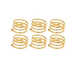 6pcs Circle Round Napkin Ring Holder Set Gold Formal Dining Table Deluxe Flowers Rhinestone Metal Rings Holders Mesh for Parties, Wedding, Feast, Banquet Decor, Festival Accessories