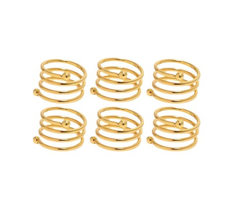 6pcs Circle Round Napkin Ring Holder Set Gold Formal Dining Table Deluxe Flowers Rhinestone Metal Rings Holders Mesh for Parties, Wedding, Feast, Banquet Decor, Festival Accessories