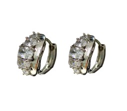 Hoop Earrings Oval Shape Crystal Studded 5 Layer Small to Big Imitation Diamond Earring for Women and Girls Silver