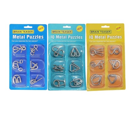 Set of 18 in 1 Metal Puzzle Brain Teaser Challenge Set IQ Busters Intellectual Toy for Kids and Adult Design All