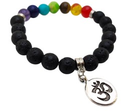 8MM 7 Chakra Bracelet with Lava Bracelet Om Original Natural Seven Chakra Crystal Stone Energy Bracelet Balancing for Men
