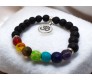 8MM 7 Chakra Bracelet with Lava Bracelet Om Original Natural Seven Chakra Crystal Stone Energy Bracelet Balancing for Men